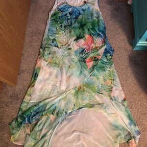 Tropical Print Sleeveless Dress